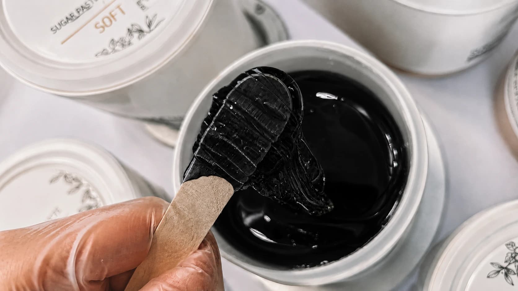 Warm waxing gel being prepared